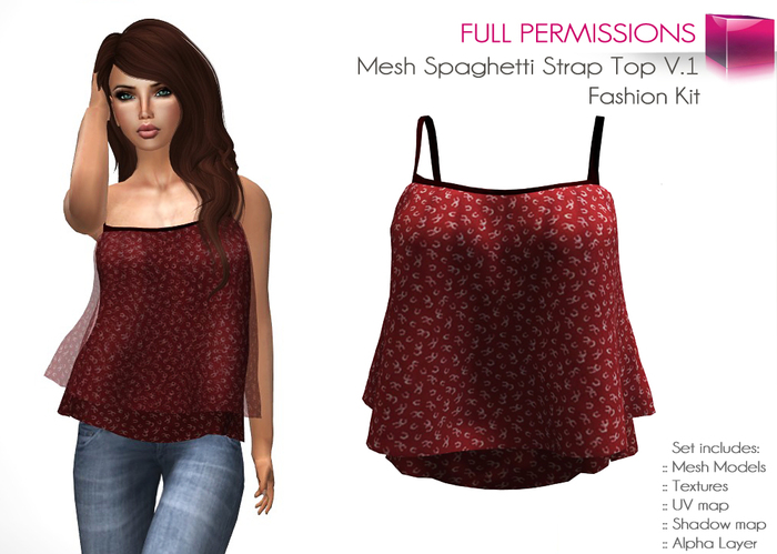 Full Perm Mesh Spaghetti Strap Top V.1 – Fashion Kit