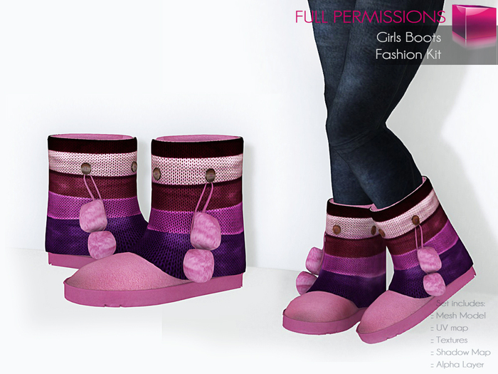 Full Perm Rigged Mesh Kids / Girls Boots – Fashion Kit