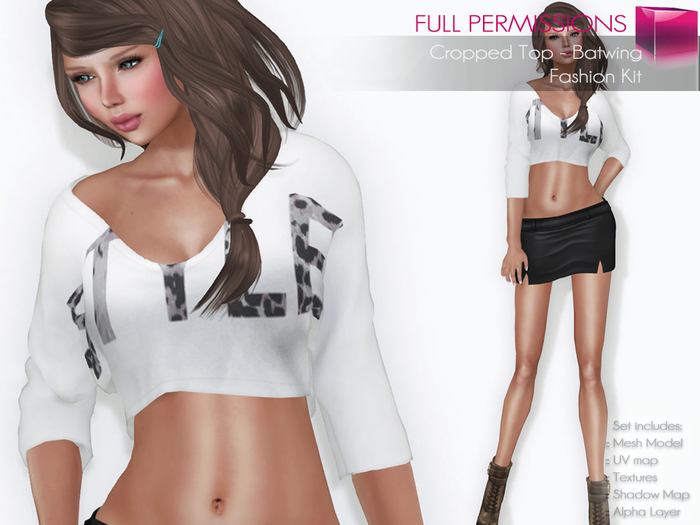 Full Perm Rigged Mesh Batwing Crop Top – Fashion Kit