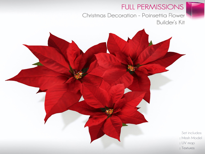 Full Perm Mesh Poinsettia Flowers Builder’s Kit