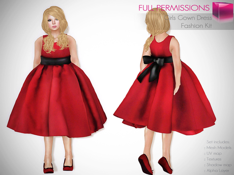 Full Perm Rigged Mesh Girls Gown Dress – Fashion Kit