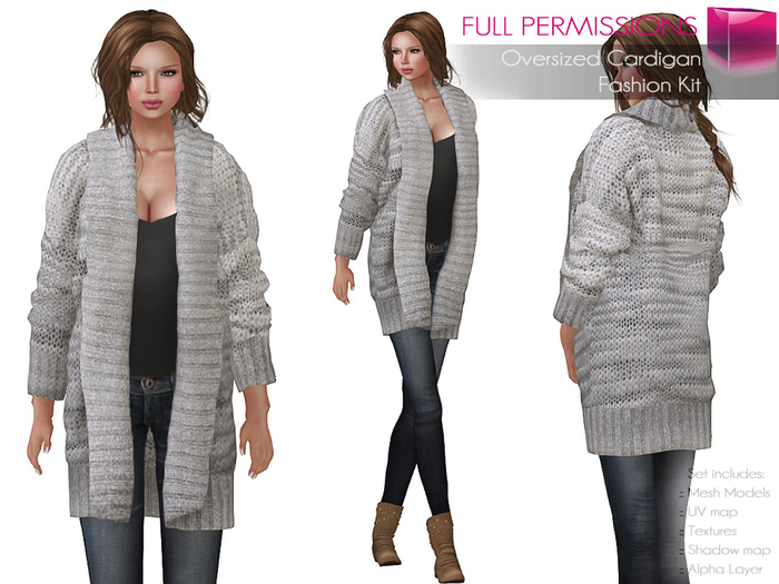 Full Perm Rigged Mesh Ladies Oversized Cardigan – Fashion Kit