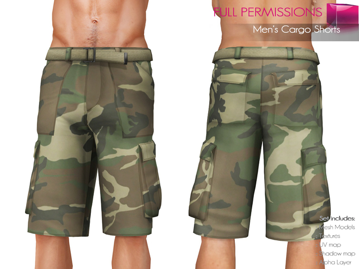 Full Perm Rigged Mesh Men’s Cargo Shorts