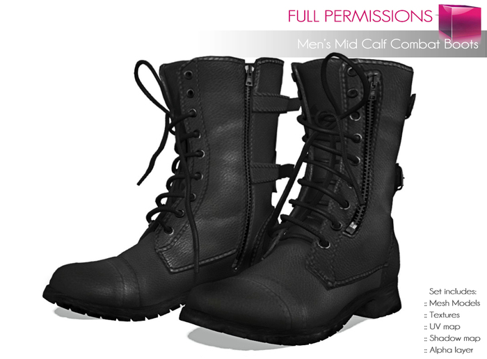 Full Perm Mesh Men’s Mid Calf Combat Boots