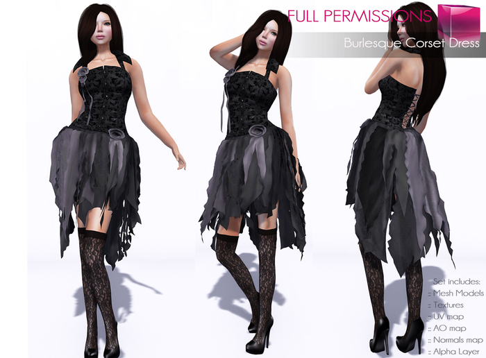 Free February Gift! Full Perm Rigged Mesh Burlesque Corset Dress