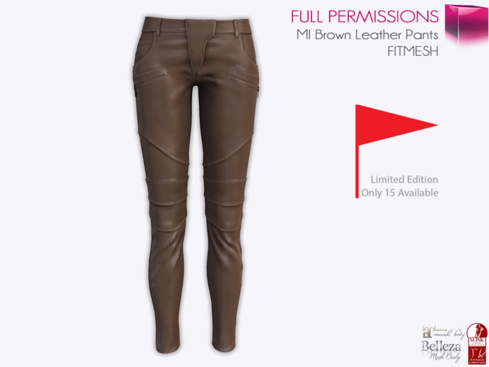 Full Perm Limited Edition, Only 15 Available – MI Skinny Brown Leather Pants With Dae Files
