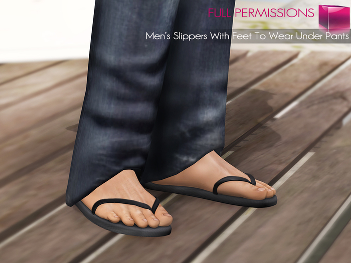 Full Perm MI Mens Slippers With Feet To Wear Under Pants