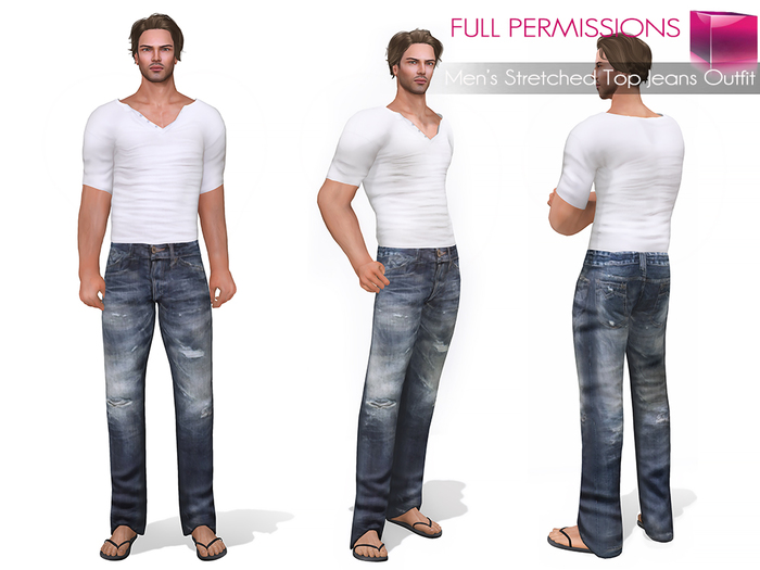 Full Perm MI Mens Stretched Top Jeans Outfit (includes arms and hands)