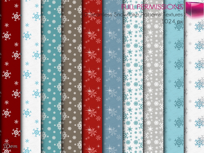 Full Perm MI 10 Seamless Snowflake Patterns Textures