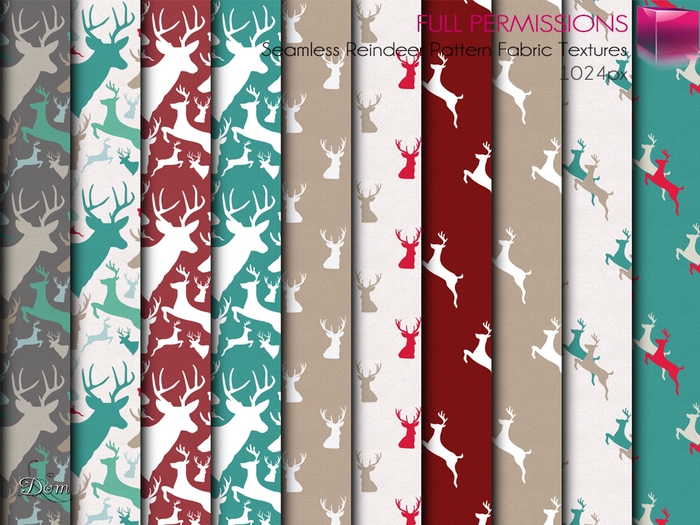 Full Perm MI Seamless Reindeer Pattern Fabric Textures